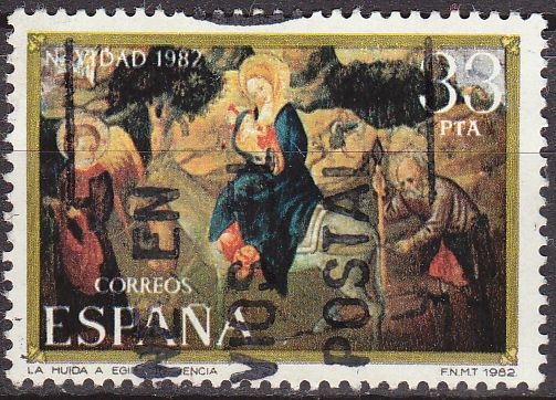 z vendido ESPAÑA 1982 2682 Sello Navidad Huida a Egipto Museo Bellas Artes Valencia usado Espana Spain Espagne Spagna Spanje Spanien Yvert2304 Scott2310 